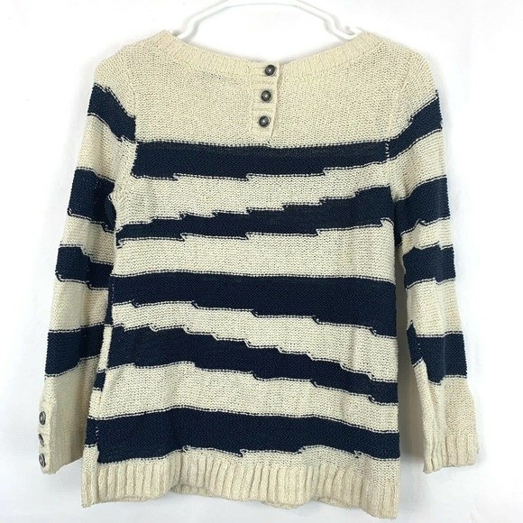 lucky brand striped knit 3/4 sleeve pullover sweater small - Picture 4 of 5